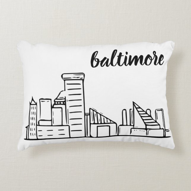 Almofada Decorativa Baltimore Skyline (Frente)