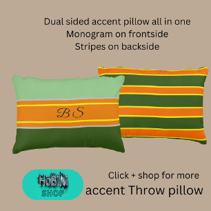 Almofada Decorativa banda monográfica verde-alaranjada de lado duplo
