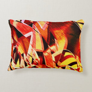 Almofada Decorativa Bandas de amarelinho com vermelho escuro, fortes e