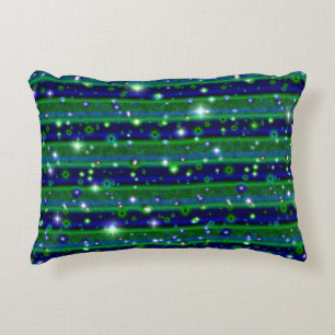 Almofada Decorativa Bandas verdes azuis com estrelas e gotas de chuva