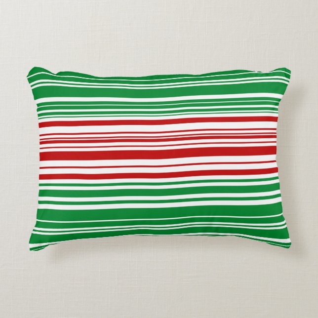 Almofada Decorativa Bandas Vermelhas e Verdes (Frente)