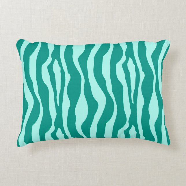 Almofada Decorativa Bandas-zebra - Turquesa e Aqua (Frente)
