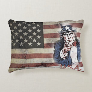 Almofada Decorativa Bandeira americana e tio Sam