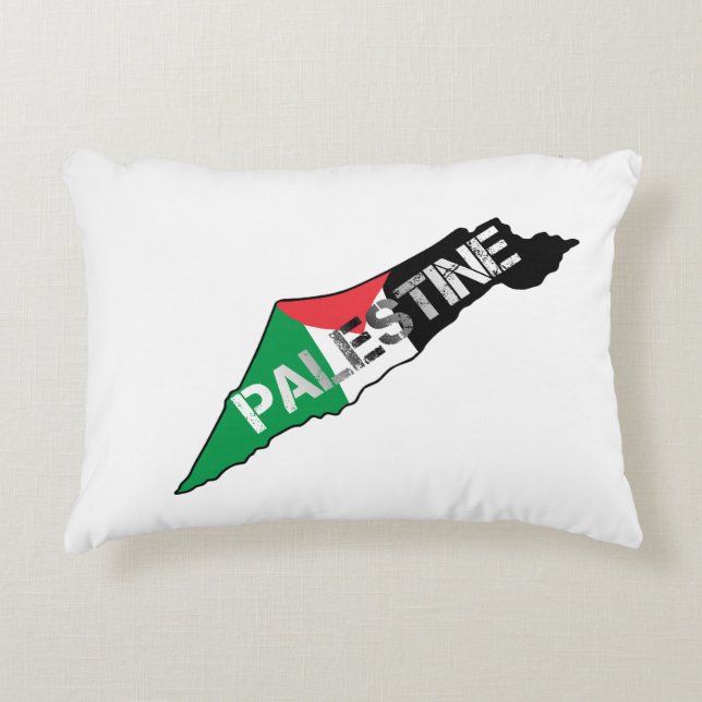 Almofada Decorativa Bandeira da Palestina Livre no Mapa Palestino (Frente)