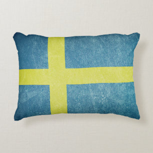 Almofada Decorativa Bandeira da Suecia Grunge