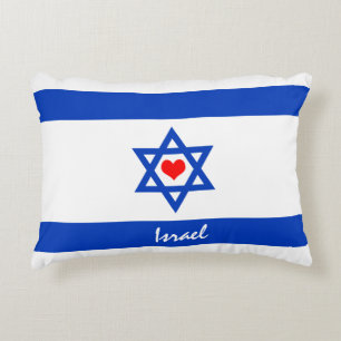 Almofada Decorativa Bandeira e coração israelenses - viagem israelen
