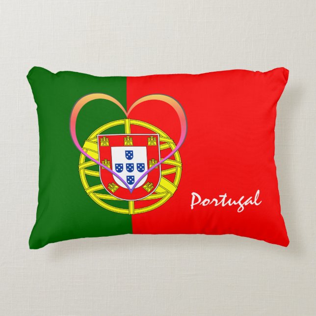 Almofada Decorativa Bandeira e coração portugueses - Portugal/adeptos  (Frente)