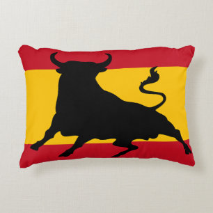Almofada Decorativa Bandeira espanhola com touro