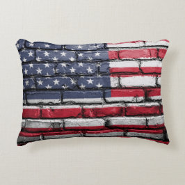 Almofada Decorativa Bandeira Patriótica Americana no Muro