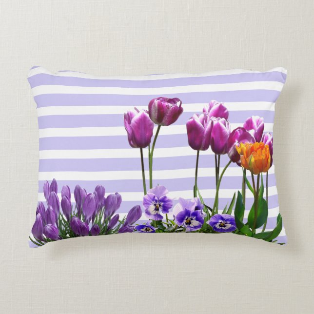 Almofada Decorativa Banhas de Pastel com Flores de Tulipas (Frente)