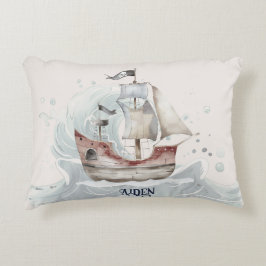 Almofada Decorativa Barco Pirata do Oceano Divertido e Fofo Infantil 
