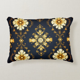 Almofada Decorativa "Barockes Ornament-Muster in Gold und Schwarz"