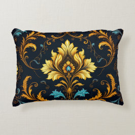 Almofada Decorativa "Barockes Ornament-Muster in Gold und Schwarz"