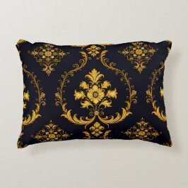 Almofada Decorativa "Barockes Ornament-Muster in Gold und Schwarz"