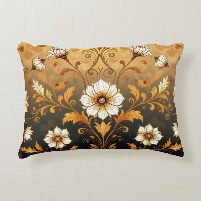 Almofada Decorativa "Barockes Ornament-Muster in Gold und Schwarz"7 (Frente)