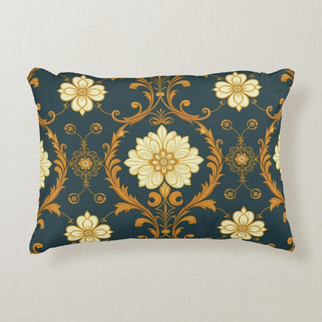 Almofada Decorativa "Barockes Ornament-Muster in Gold und Schwarz" Dec (Frente)