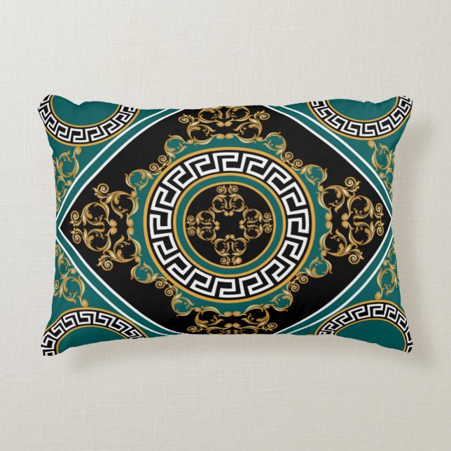 Almofada Decorativa Barroco Dourado: Elegância Negra (Frente)