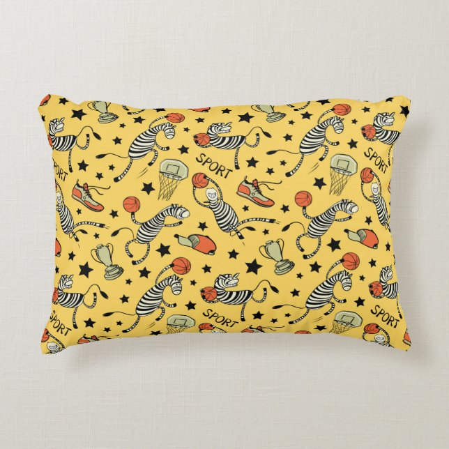 Almofada Decorativa Basketball game seamless pattern with doodle cute  (Frente)