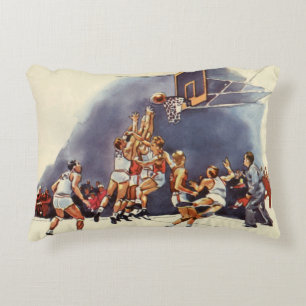 Almofada Decorativa Basquete Esportivo Vintage, Jogadores em uma Parti