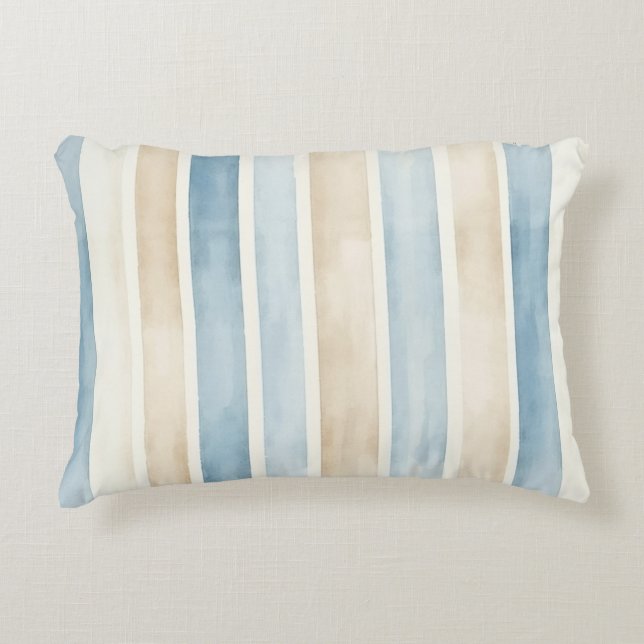 Almofada Decorativa Beach Blue Cream Stripes (Frente)