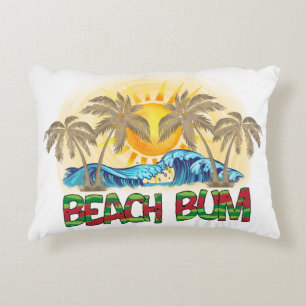 Almofada Decorativa Beach Bum Melancia, Ondas Oceânicas e Sol Tropic
