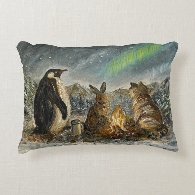 Almofada Decorativa Beam Lingering Whimsical Aurora Animals Painting (Frente)