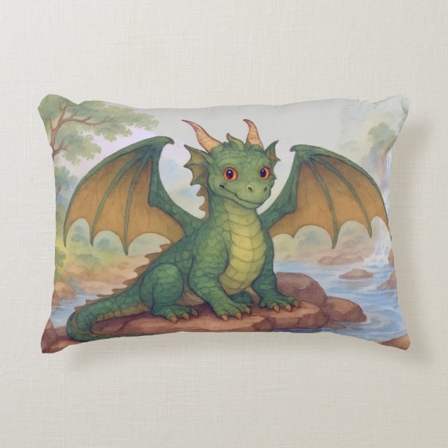 Almofada Decorativa Beautiful green dragon (Frente)