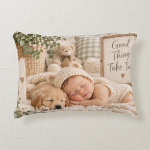 Almofada Decorativa Bebê Dormindo & Cachorrinho Golden