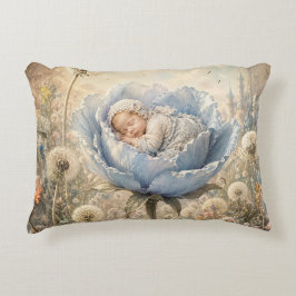 Almofada Decorativa Bebê dormindo em flor azul