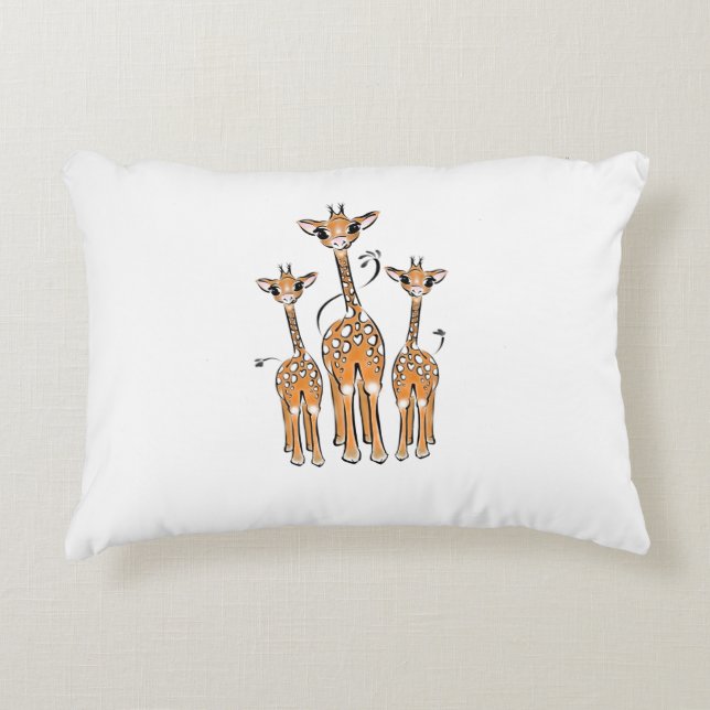 Almofada Decorativa Bebê girafas bonitinho, animais safari (Frente)