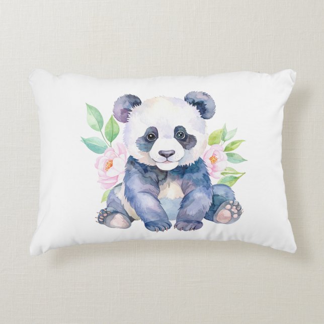 Almofada Decorativa Bebê Panda com flores (Frente)
