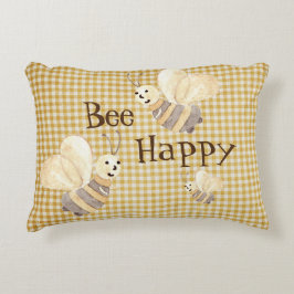 Almofada Decorativa Bee Happy Country Pattern Watercolor