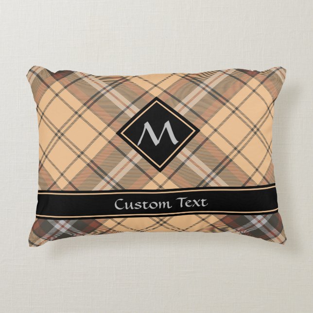 Almofada Decorativa Beige e Brown Tartan (Frente)