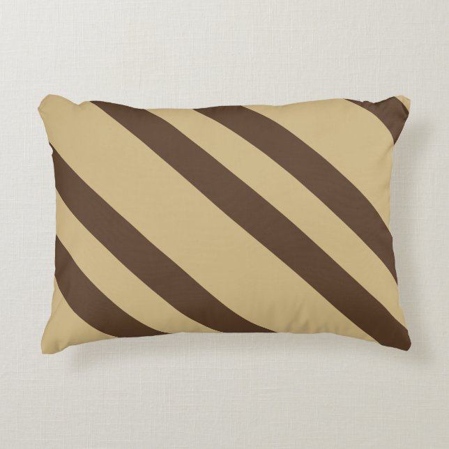 Almofada Decorativa Beige E Stripes Castanhas (Frente)