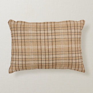 Almofada Decorativa Beige Tartan: Clássica Xadrez Weave.