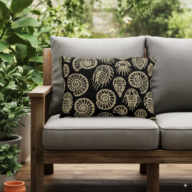 Almofada Decorativa Beige venenoso fóssil trilobite padrão amonita (Criador carregado)