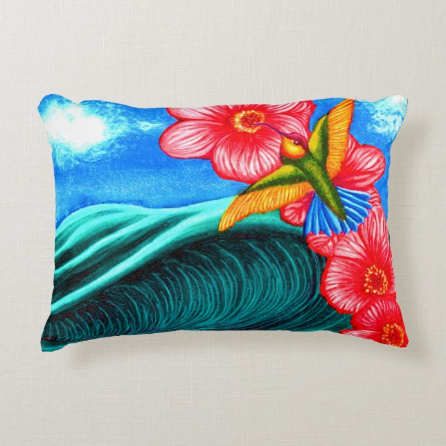 Almofada Decorativa Beija-flor Oceano  (Frente)