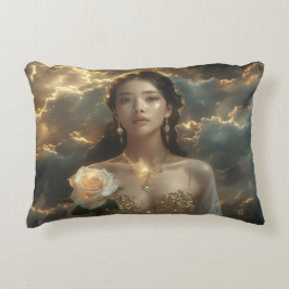 Almofada Decorativa Bela Asiática Com Rosa Branca
