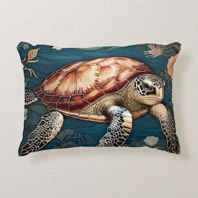 Almofada Decorativa Bela Tartaruga Submarina (Frente)