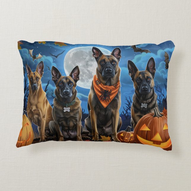 Almofada Decorativa Belga Malinoi Halloween Spooky (Verso)