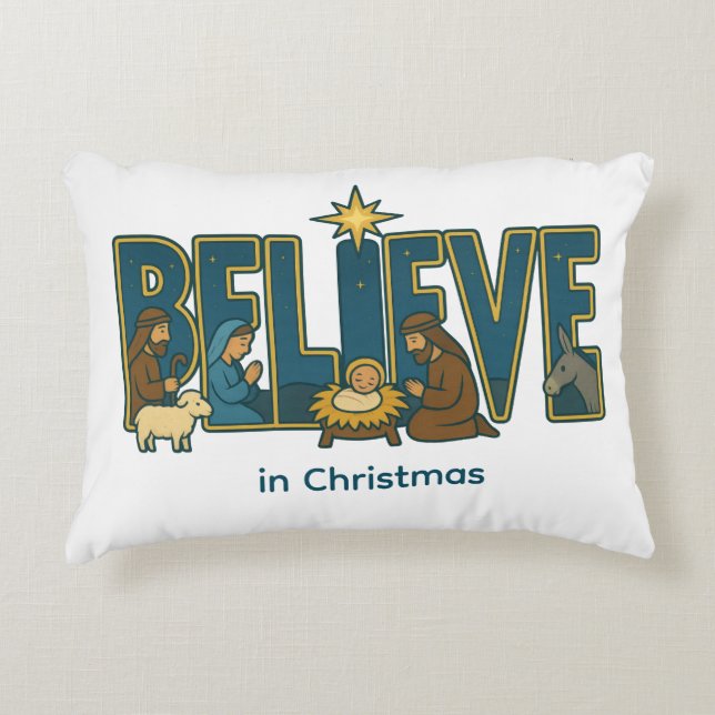 Almofada Decorativa Believe nativity  (Frente)