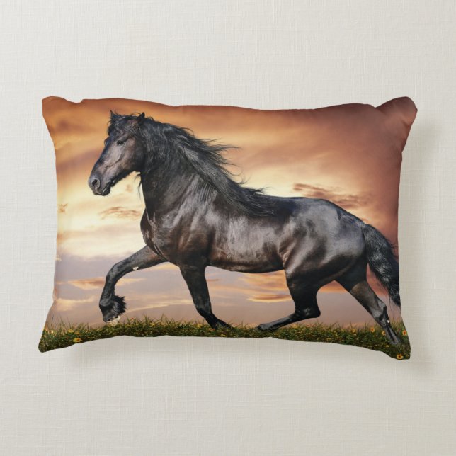 Almofada Decorativa Belo Cavalo Negro (Verso)