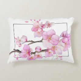 Almofada Decorativa Belos crisântemos em aquarela rosa