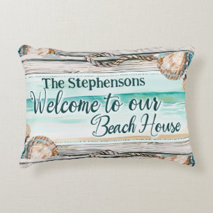Almofada Decorativa Bem-vindo Personalizado à Nossa Casa de Praia
