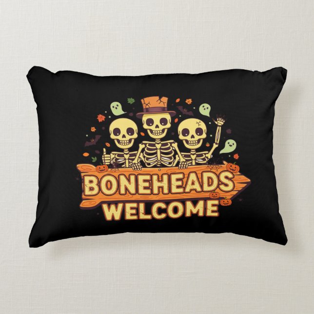 Almofada Decorativa Bem-vindos Cabeças de Osso (Frente)