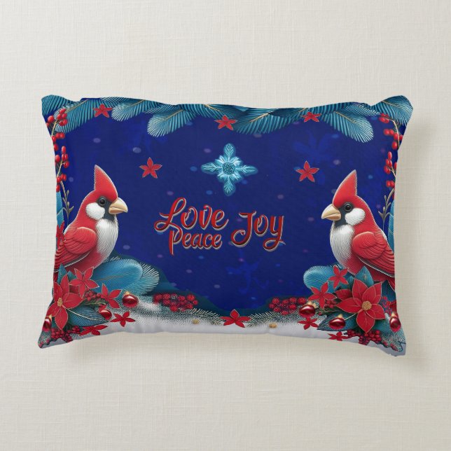 Almofada Decorativa Bênçãos de Inverno: Cardinal & Cross Natal  (Verso)