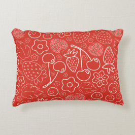 Almofada Decorativa Berry Strawberry Cherry White Hand drawn Modern.