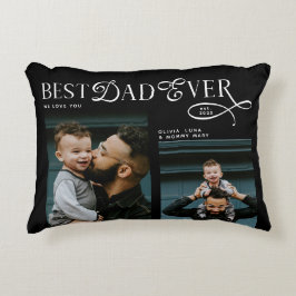 Almofada Decorativa  Best Dad Ever 4 Photos Modern Fathers Day Gifts