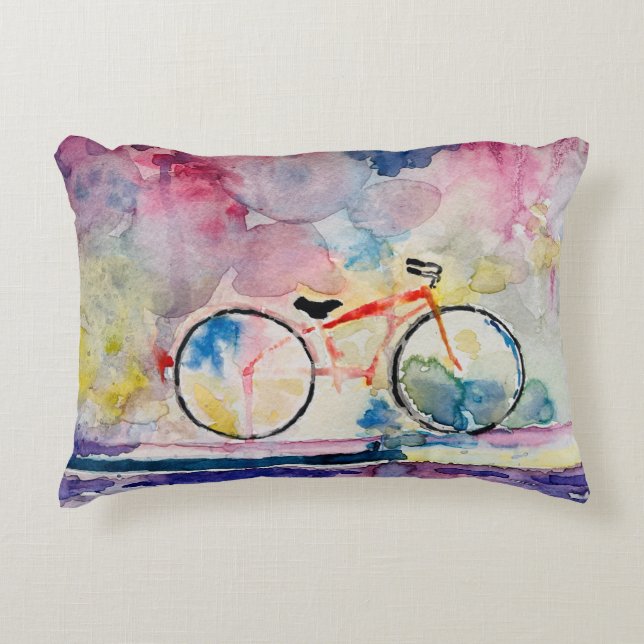 Almofada Decorativa Bicicleta aquarela  (Frente)