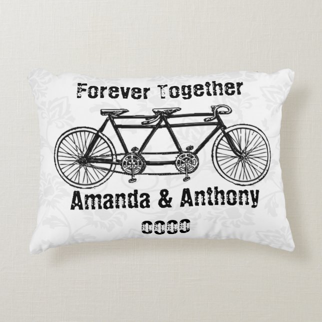 Almofada Decorativa Bicicleta em tandem, para sempre junto, AMOR e (Frente)